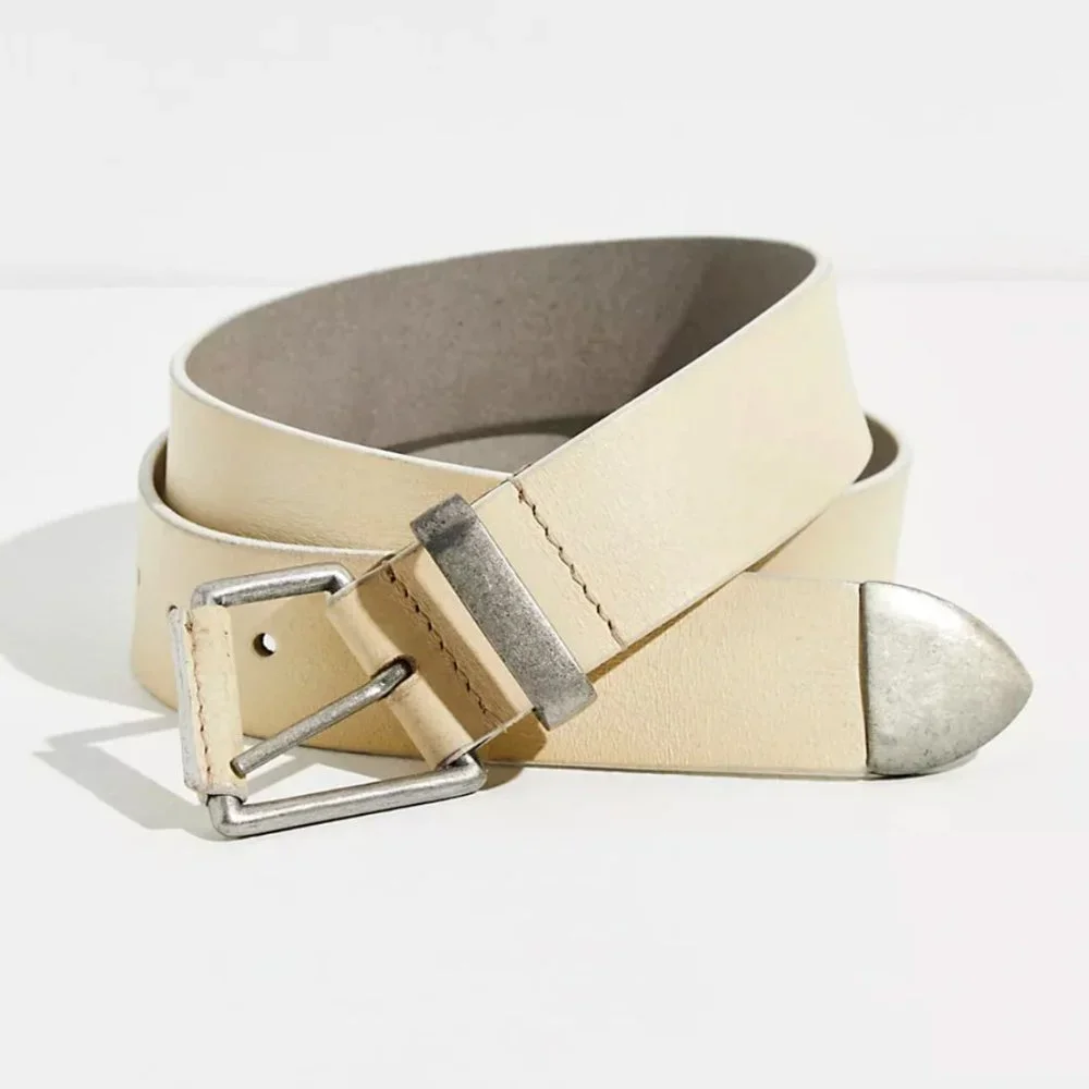 Free People We The Free Getty Leather Belt In Sun Faded Khaki